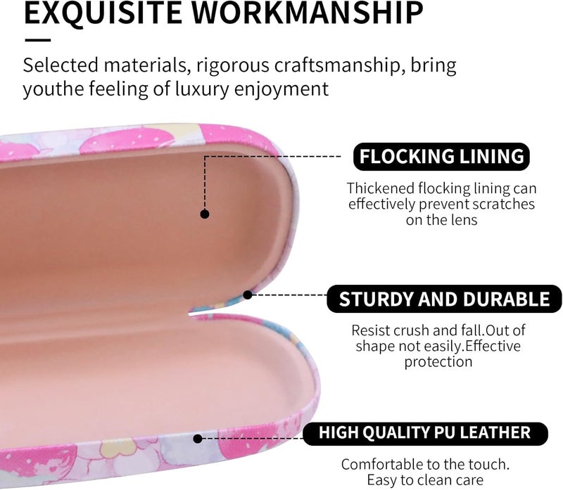 PERFECTSIGHT Store Hard Shell Eyeglasses Case, PU Leather Protective Glasses Case, Cute Eyeglass Case for Women Men Girls - Image 3